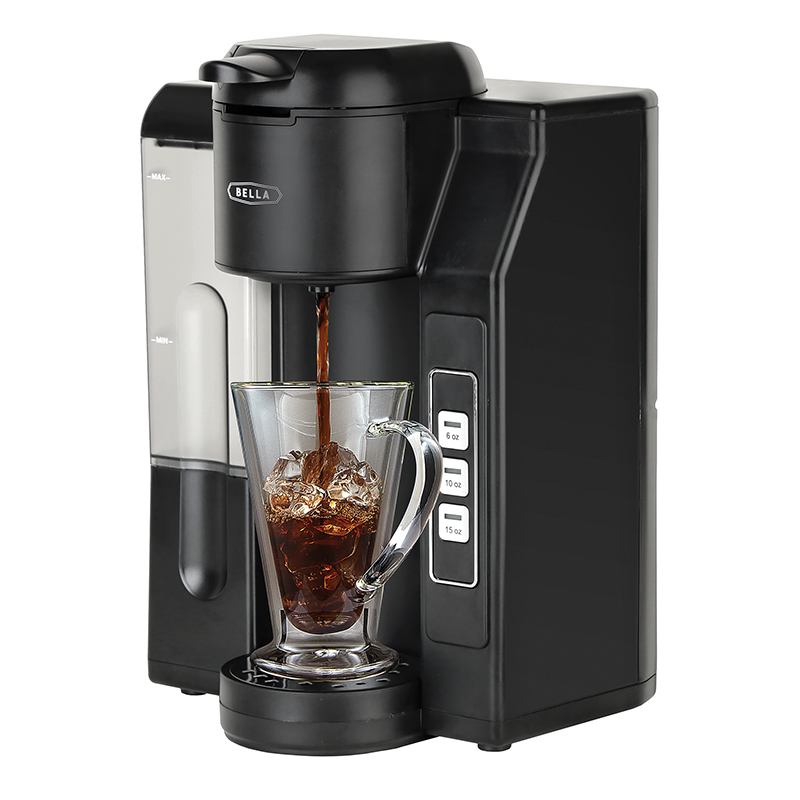 BELLA One Scoop One Cup Coffee Maker, Single Serve Brewer with Adjustable  Drip Tray and Permanent Filter, Dishwasher Safe, Stainless Steel and Black