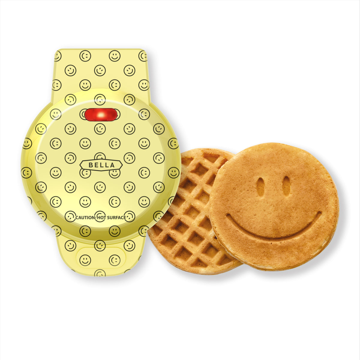 Emoji Mini Waffle Maker - Make Breakfast Special for Kids with Cute Heart Eyes Smiley Face Design, 4 inch Waffler Iron, Electric Non Stick Breakfast