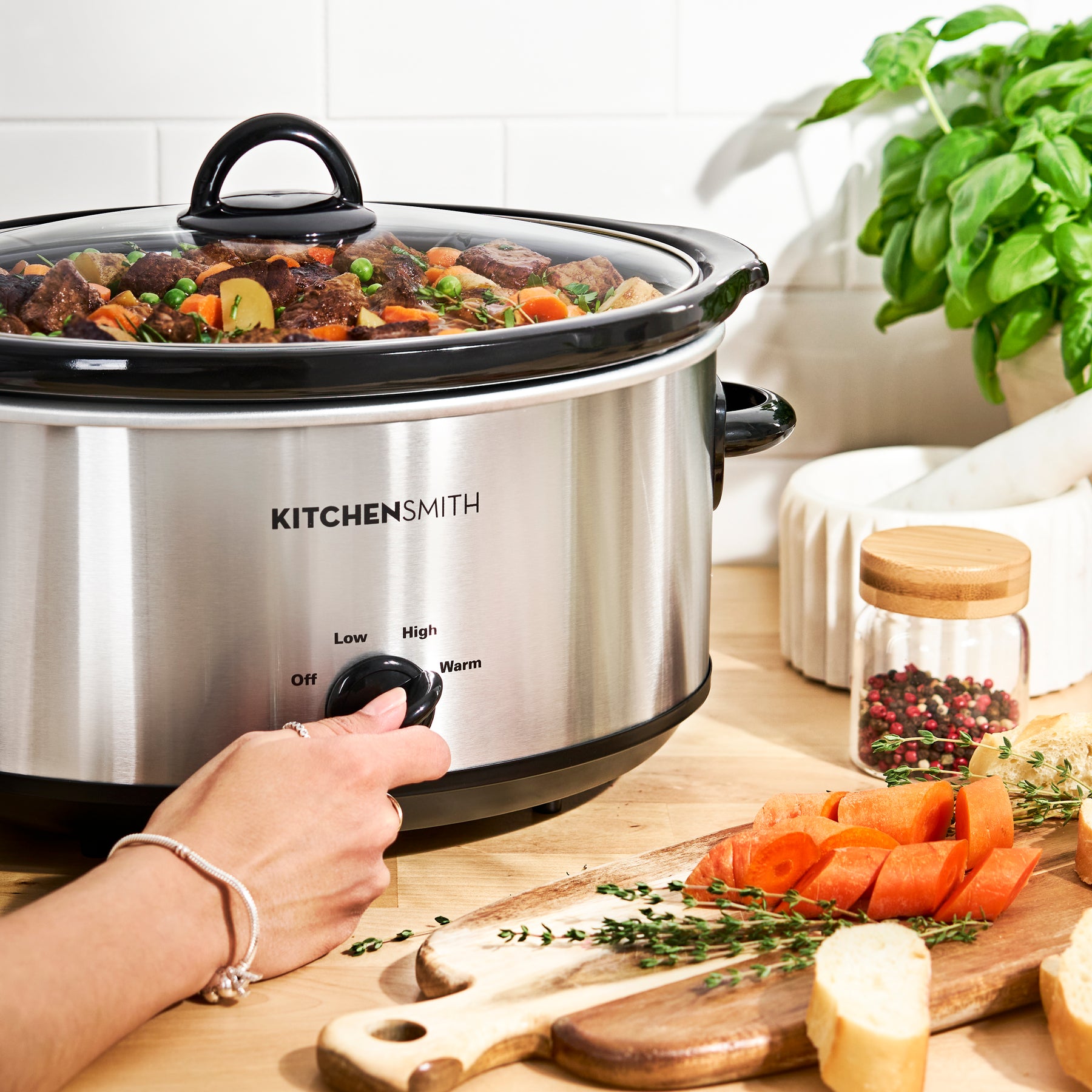 Kitchensmith By Bella 6Qt Manual Slow Cooker - Stainless Steel