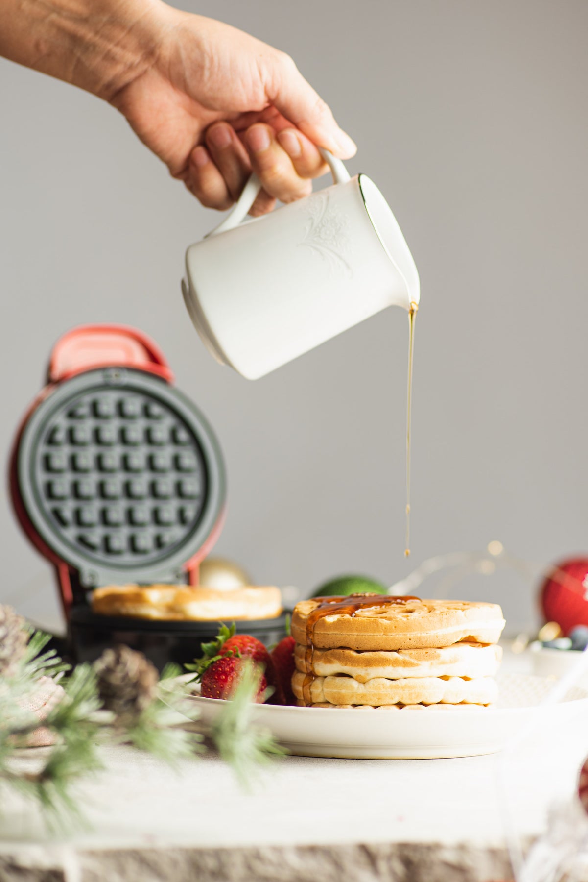Dash Gingerbread Man Mini Waffle Maker and Cookbook Gift Set
