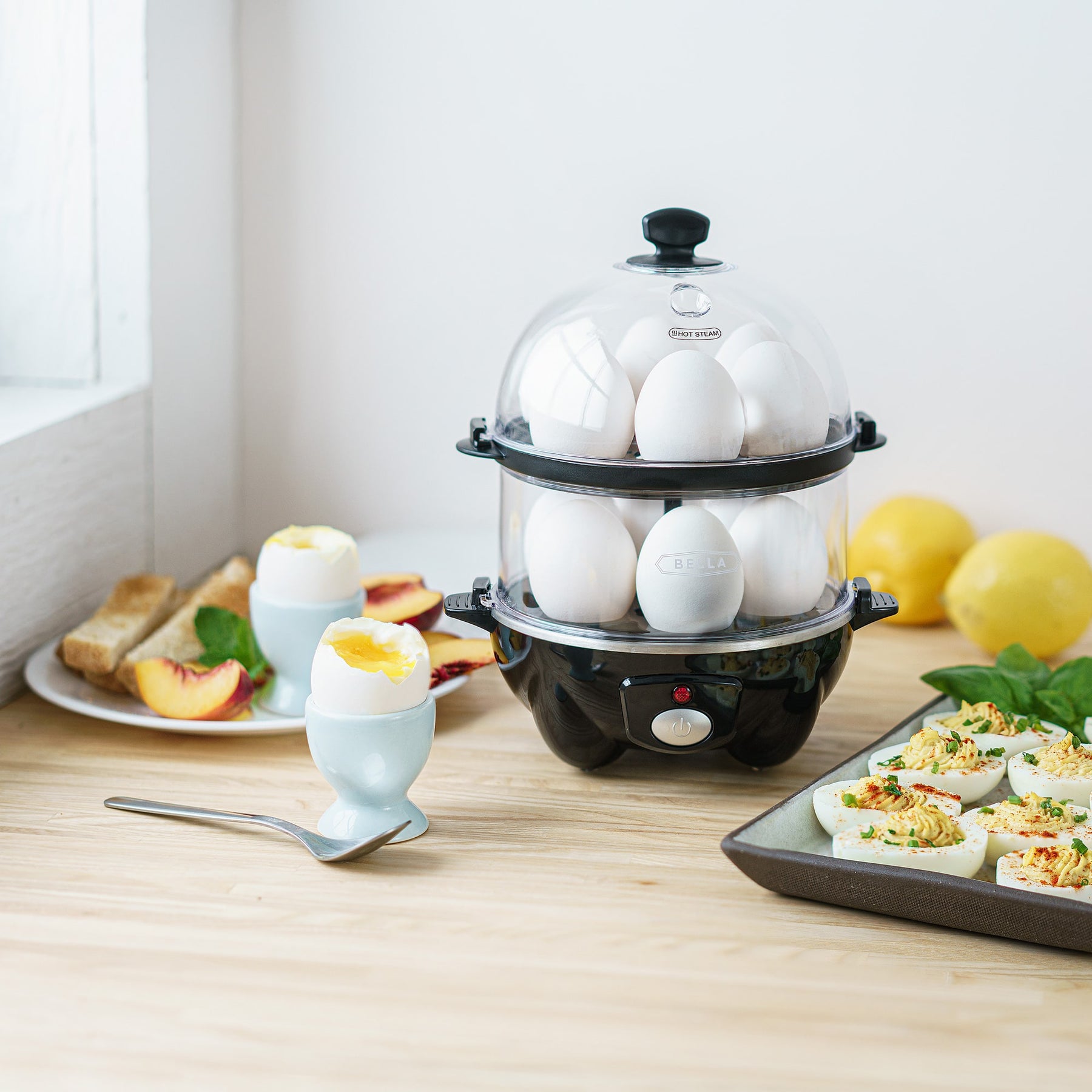 BELLA DOUBLE TIER EGG COOKER - SOFT, MEDIUM, OR HARD EGGS BOILED IN  MINUTES!