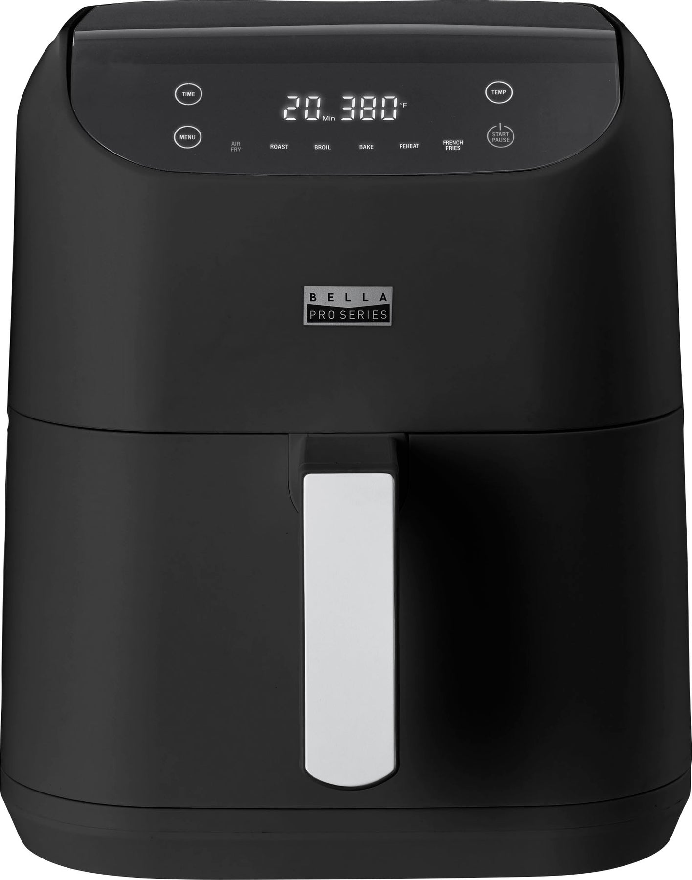 A Beautiful 6 quart touchscreen air fryer with a white finish.